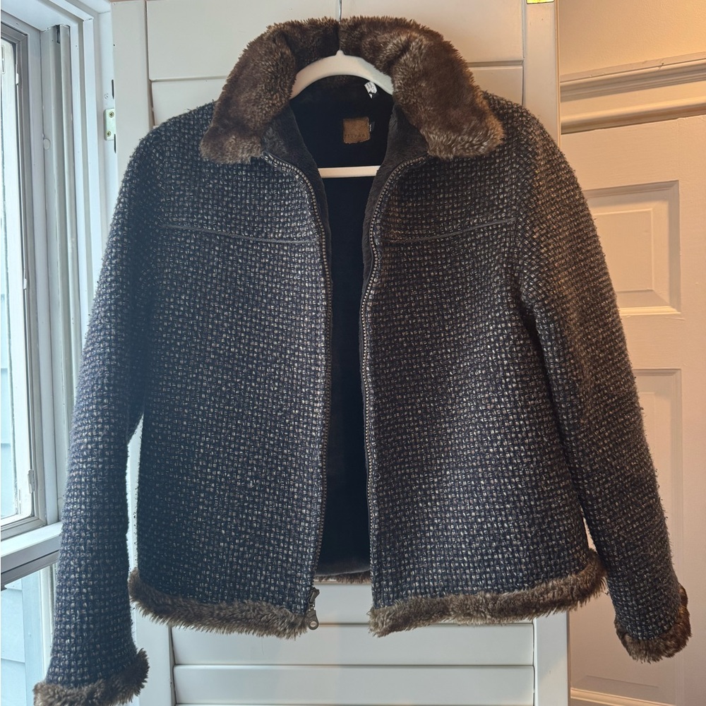 Fur Lined Tweed Coat